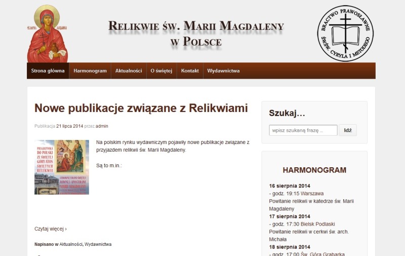 Nowa strona poświęcona relikwiom św. Marii Magdaleny