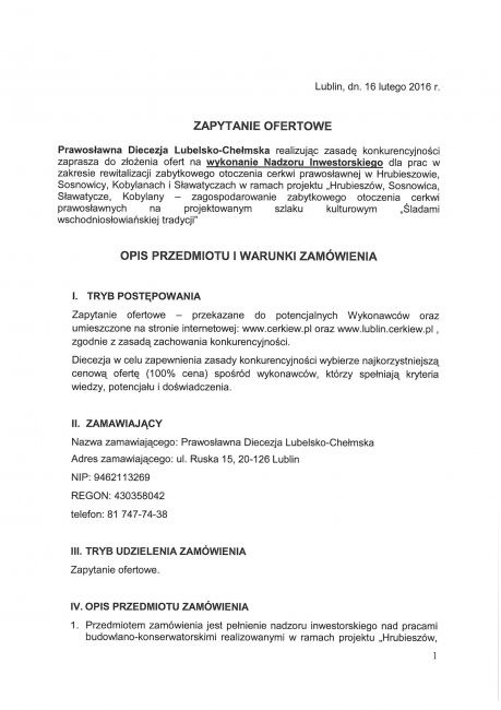 Rewitalizacja otoczenia zabytkowych cerkwi - nadzór inwestorski