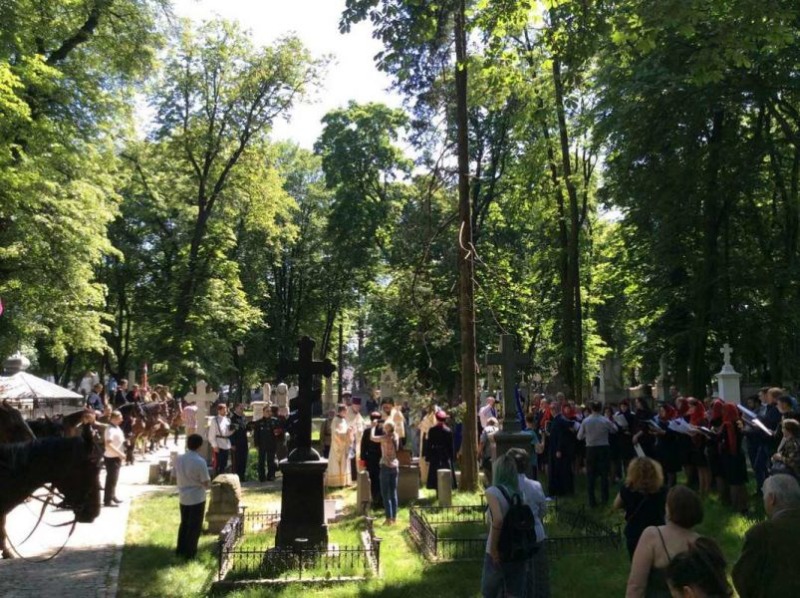 Uroczystości pogrzebowe kozaków na cmentarzu prawosławnym w Lublinie 