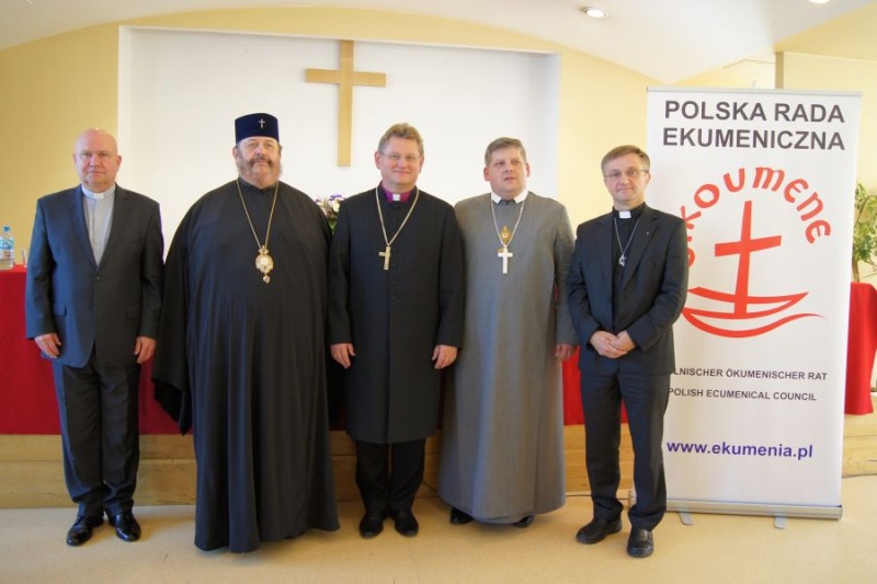 Nowy Zarząd Polskiej Rady Ekumenicznej: bp Marek Izdebski, abp Abel, bp Jerzy Samiec, bp M. Karol Babi i bp Andrzej Malicki