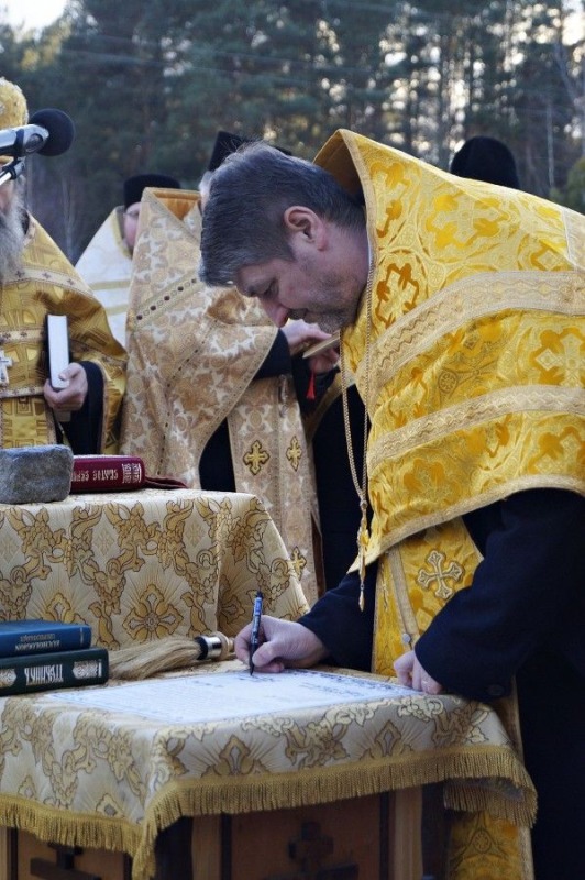 Poświęcenie kamienia węgielnego pod budowę cerkwi w Karakulach
